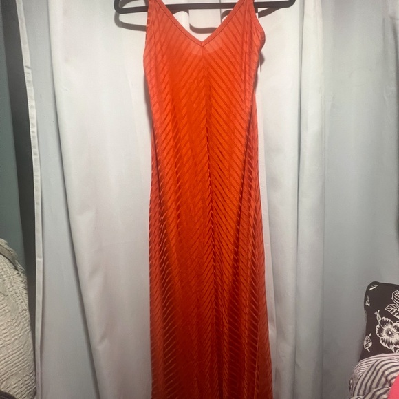 Victoria’s Secret Collection Red Orange Maxi Dress | Chevron Knit V-Neck Medium - Picture 5 of 7